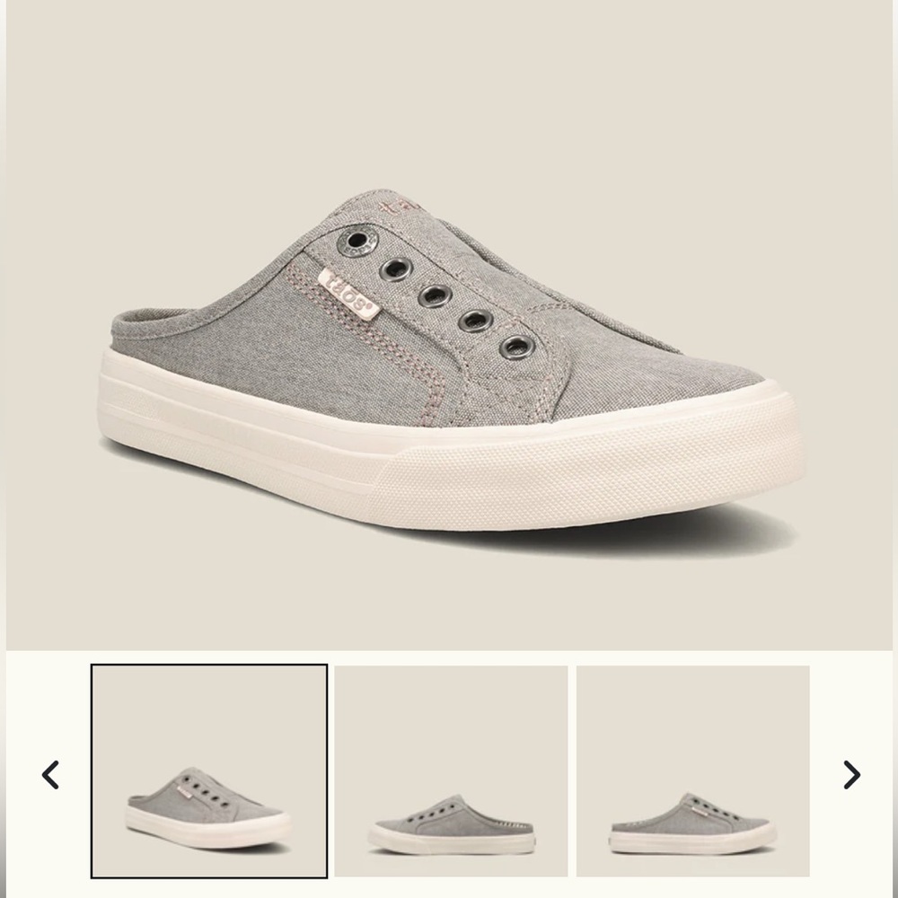 Taos EZ Soul Gray Off White Slip On Sneaker Mule size 8M